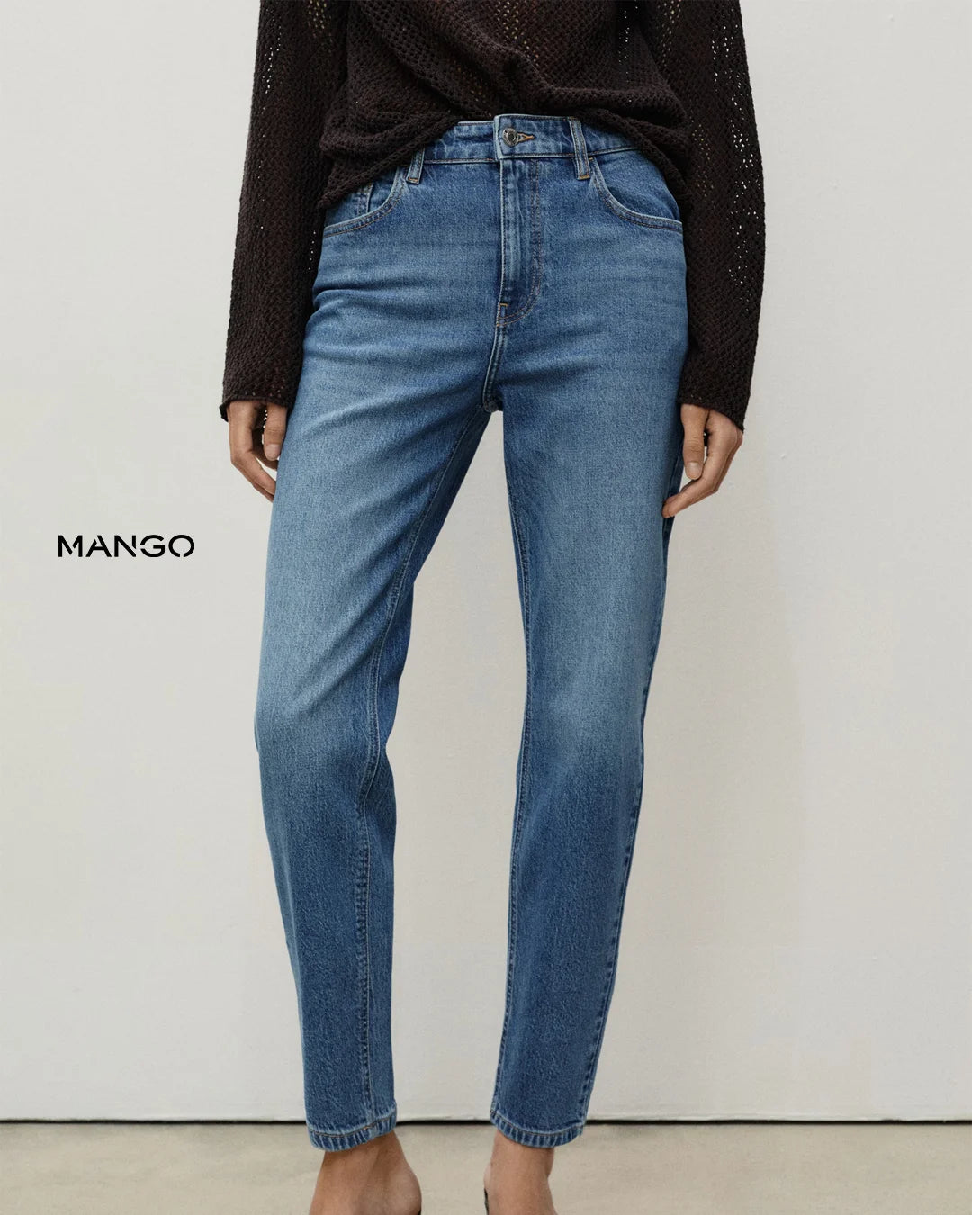 MANGO Women’s High-Waisted Newmom Jeans – Classic Denim Fit