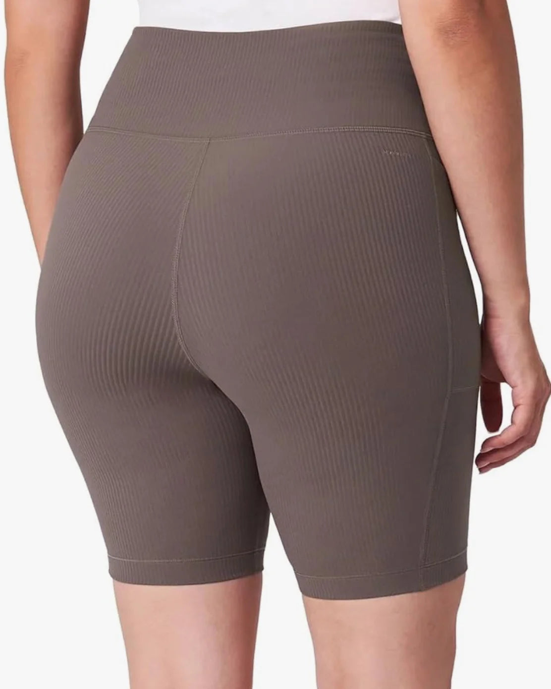Mondetta Women’s High-Waisted Ribbed Shorts – Soft Fabric, Hidden Pockets