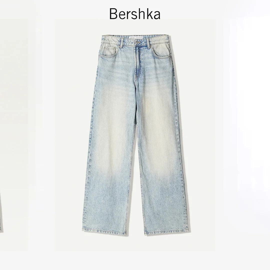 Bershka Women’s Baggy Loose Jeans – Light Blue Denim