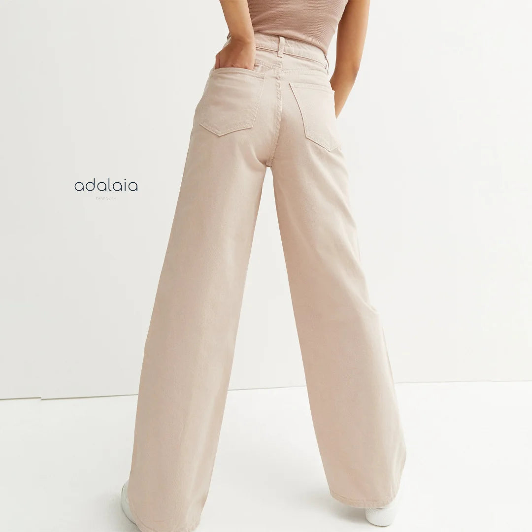 Women’s Adalae High Waist Wide Leg Trousers – Elegant Stone Tone