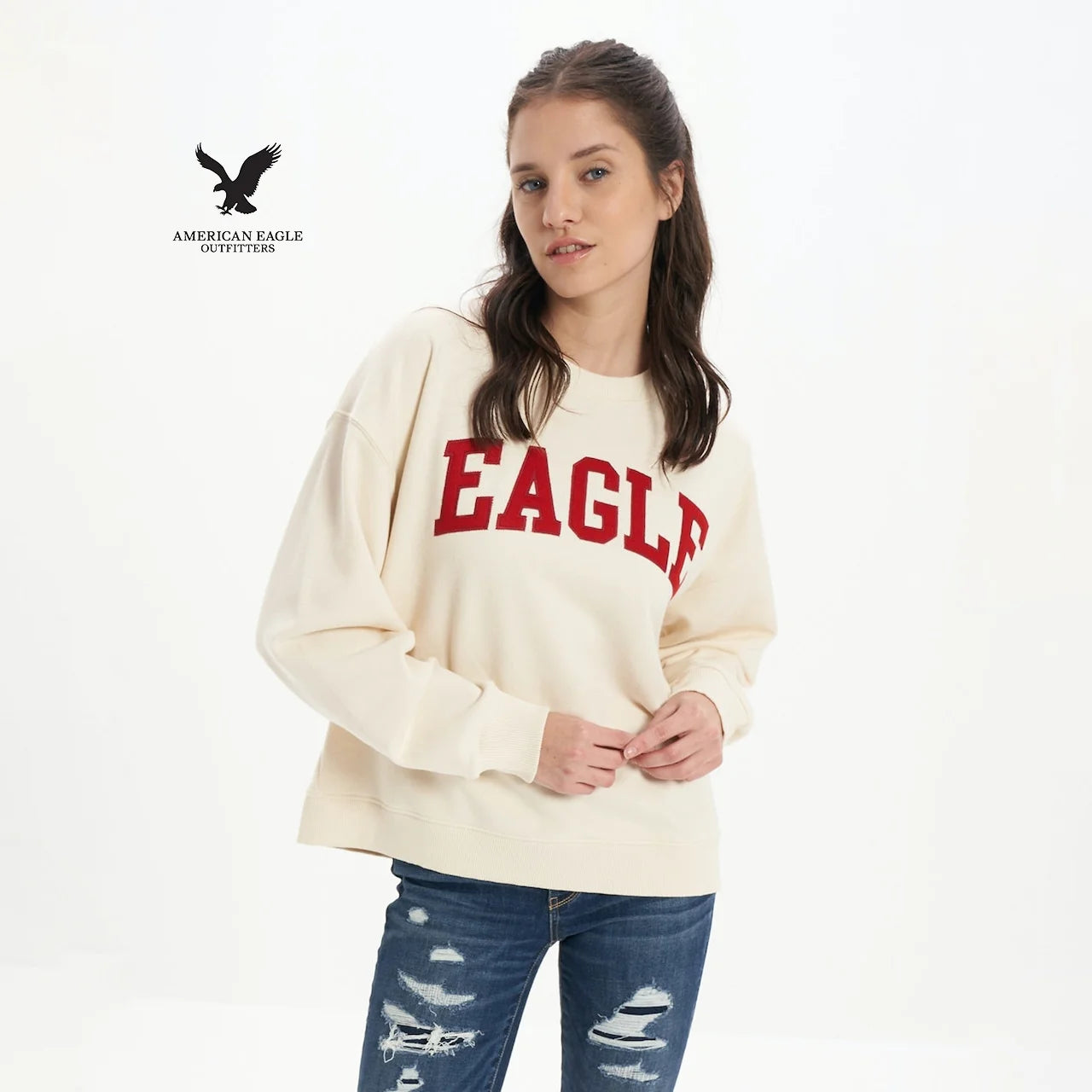 American Eagle Women’s Sweatshirt – Crew Neck Printed Design
