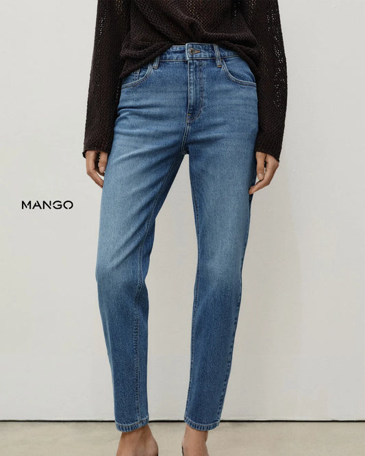 MANGO Women’s High-Waisted Newmom Jeans – Classic Denim Fit