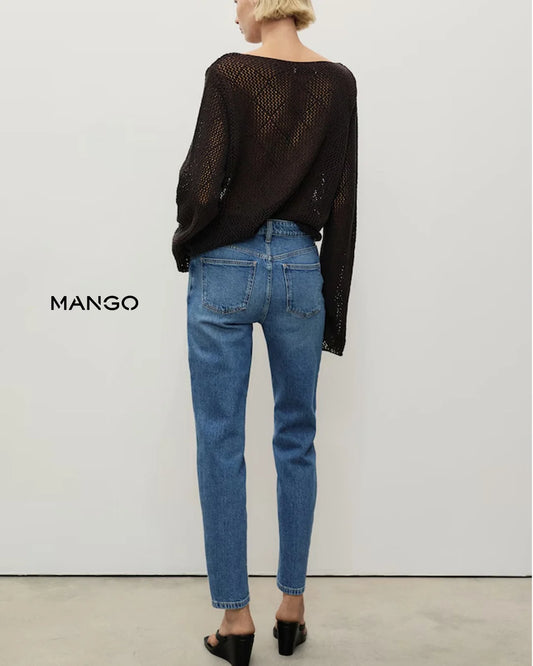 MANGO Women’s High-Waisted Newmom Jeans – Classic Denim Fit