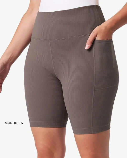 Mondetta Women’s Ribbed Midweight Shorts – Soft and Comfortable Fit