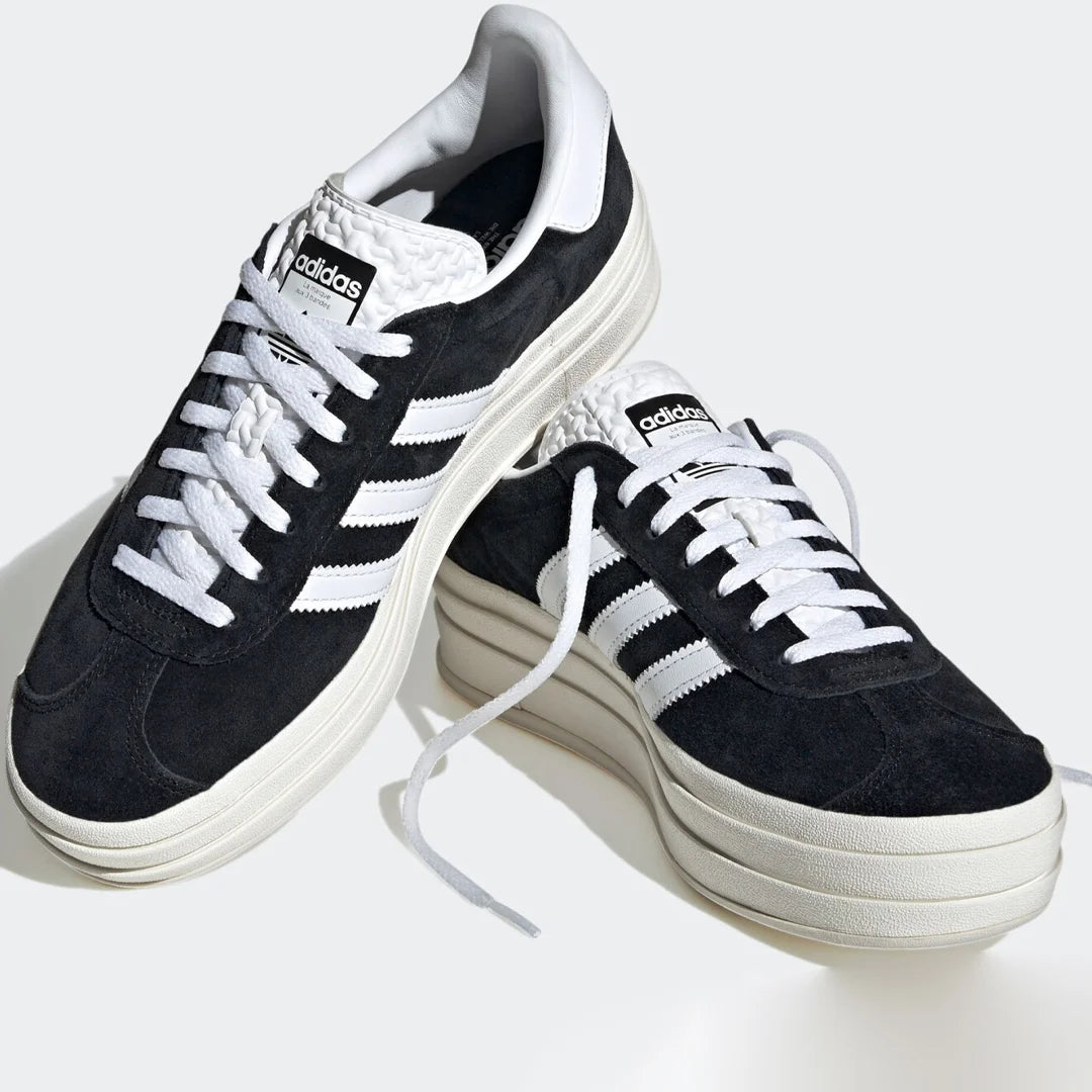 Adidas Gazelle Bold Platform Sneakers – Black/White Suede