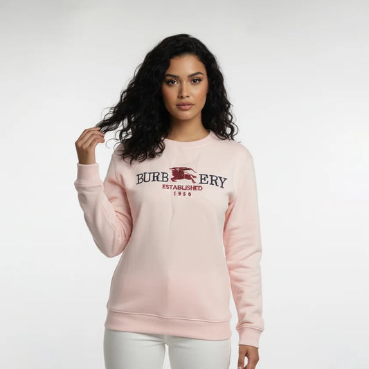 Burberry Women’s Pink Logo Sweatshirt – Established 1856 Embroidered Design