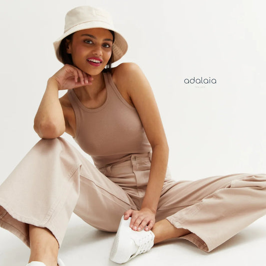 Women’s Adalae High Waist Wide Leg Trousers – Elegant Stone Tone